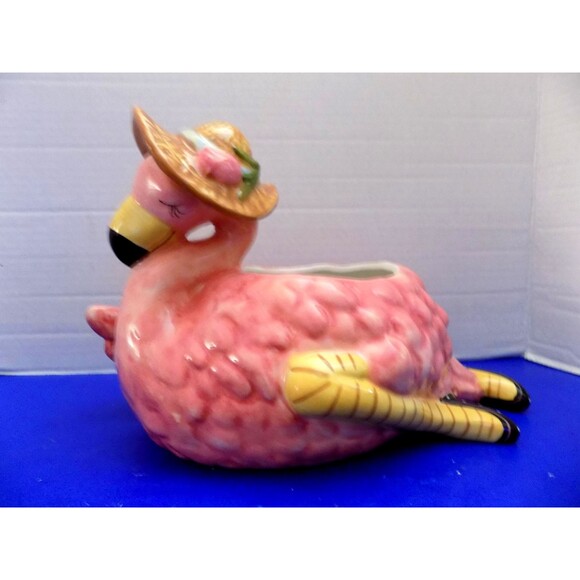 NEW Blue Sky Clayworks MISS PRECIOUS Flamingo Planter Ceramic Figurine - Picture 1 of 6